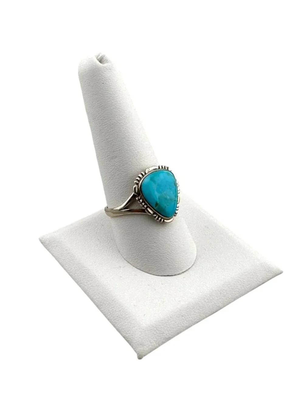 Estate Turquoise Ring 925 Sterling Silver Philippines Gemstone Boho Size 9.75